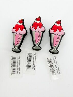 Crocs Jibbitz Pink Ice Cream Sundae Shoe Charms Set of 3 NEW